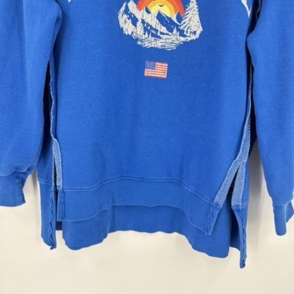Goodie Two Sleeves Royal Blue Oversized Lake Tahoe Raw Seam Sweatshirt Medium - Picture 6 of 10